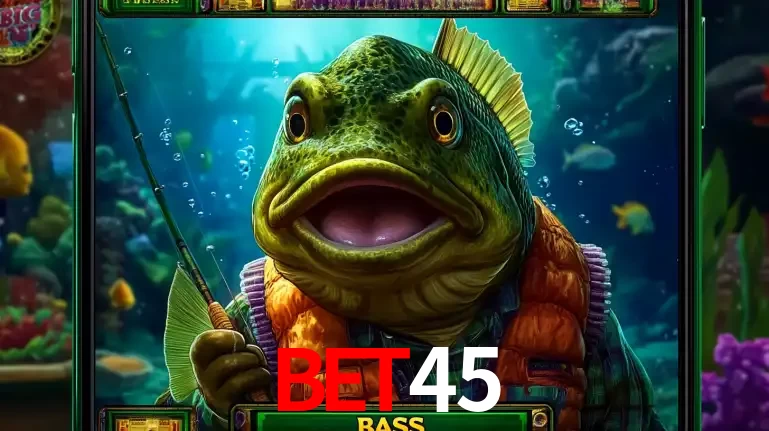 Personagem de peixe pescador do popular jogo de slot com tema de pescaria, uma das emocionantes opções de caça-níqueis para jogar e ganhar no cassino BET45.